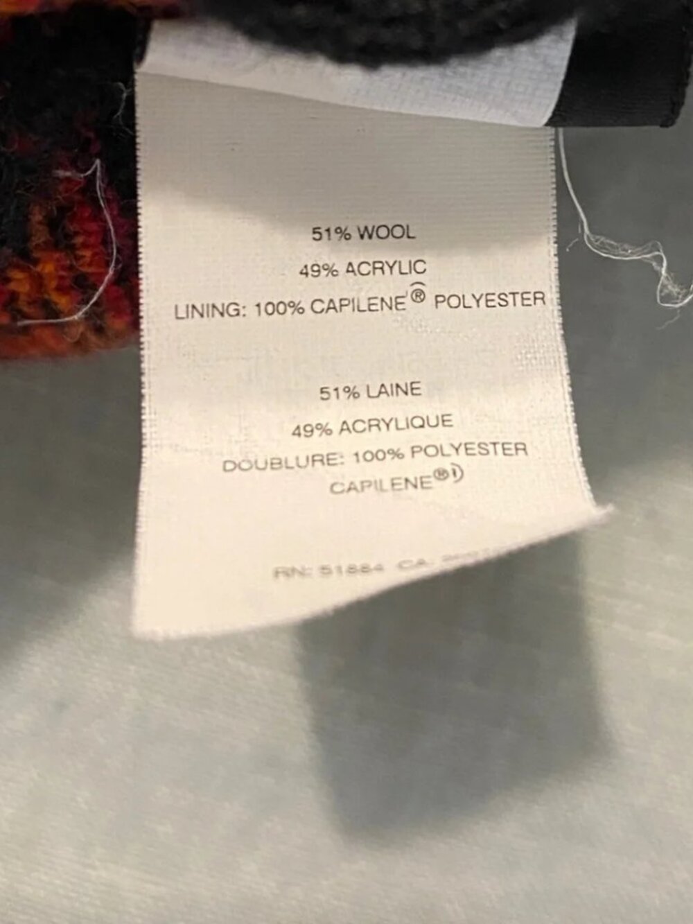 Vintage 1990s 1992 Patagonia black orange pink striped wool blend beanie hat - Picture 8 of 9